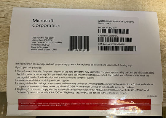 Perangkat Lunak Sistem Operasi Windows 11 Asli DVD Kunci Garansi Seumur Hidup
